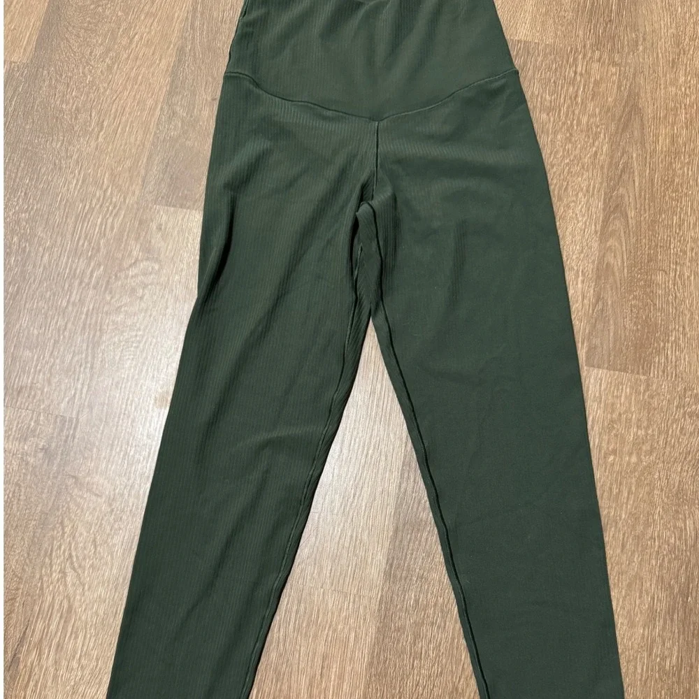 Aerie Offline Real Me Xtra 7/8 High Rise Leggings Ribbed Green Athletic Size S - Picture 1 of 7